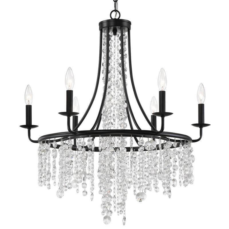 Crystorama GAB-B7306-MK Six Light Chandelier, Matte Black
