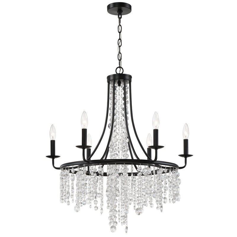 Crystorama GAB-B7306-MK Six Light Chandelier, Matte Black