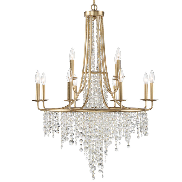 Crystorama GAB-B7312-GA 12 Light Chandelier, Antique Gold