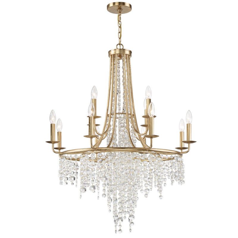 Crystorama GAB-B7312-GA 12 Light Chandelier, Antique Gold