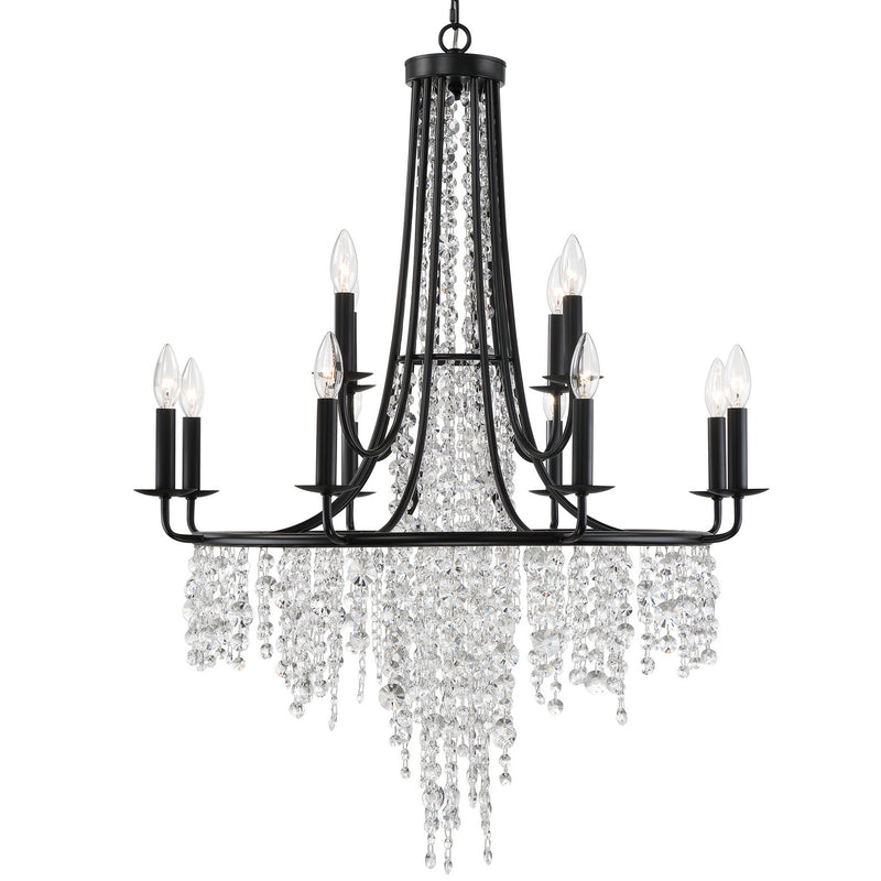 Crystorama GAB-B7312-MK 12 Light Chandelier, Matte Black