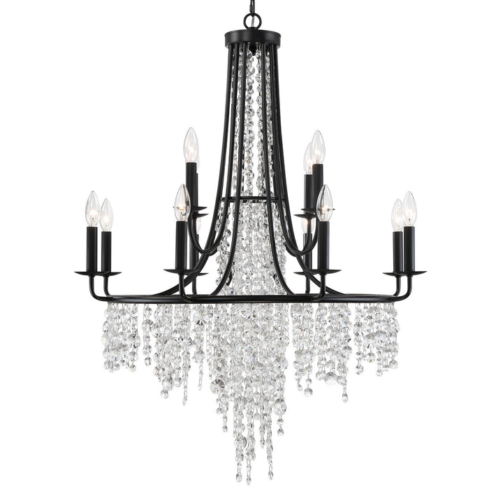 Crystorama GAB-B7312-MK 12 Light Chandelier, Matte Black