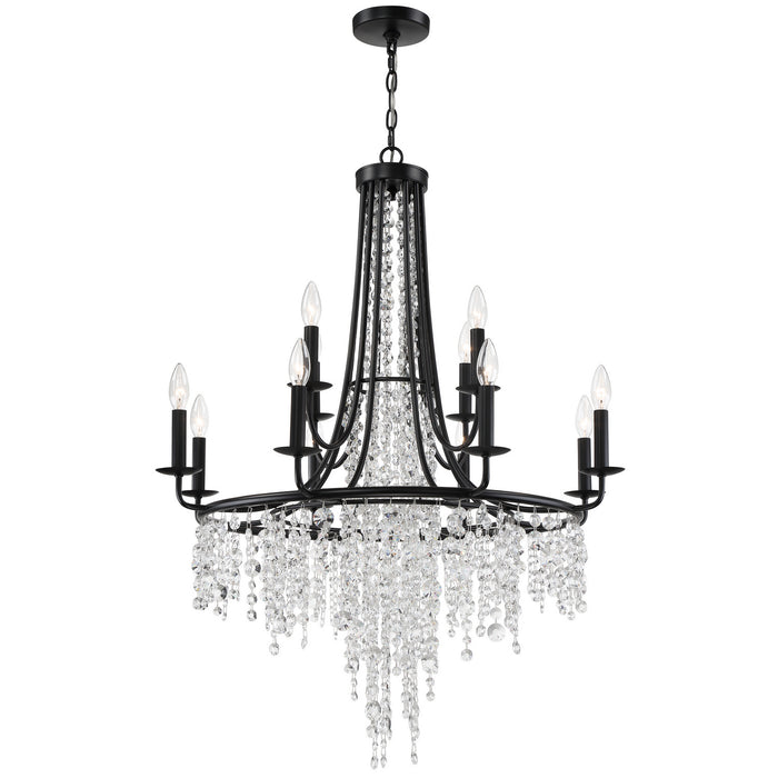 Crystorama GAB-B7312-MK 12 Light Chandelier, Matte Black