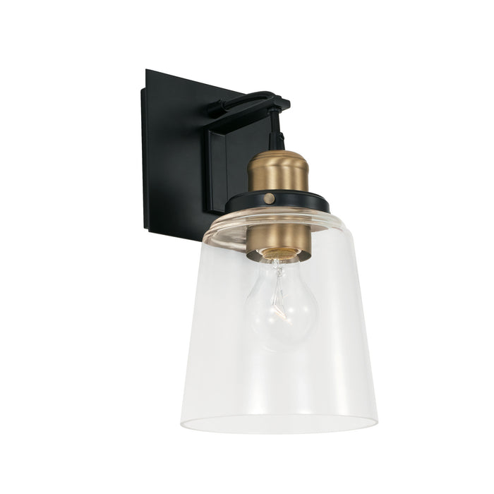 Capital Lighting 3711AB-135 One Light Wall Sconce, Aged Brass and Black