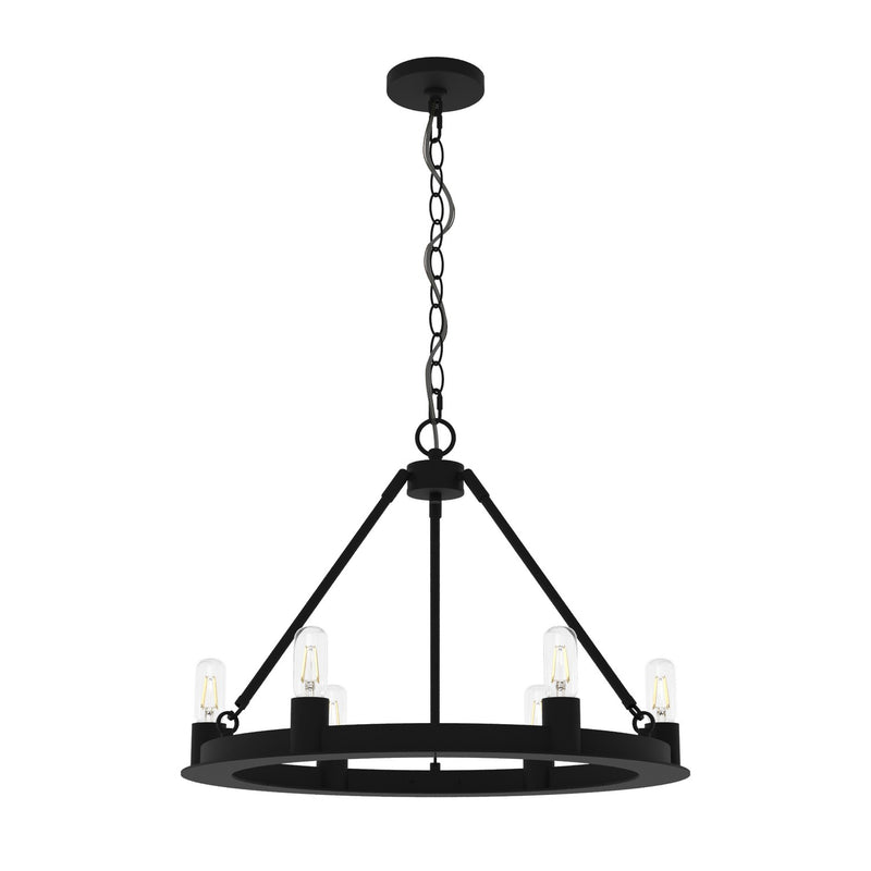 Hunter 19033 Six Light Chandelier, Natural Black Iron