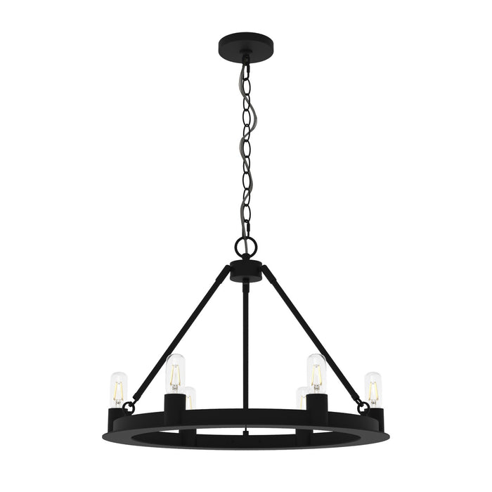 Hunter 19033 Six Light Chandelier, Natural Black Iron