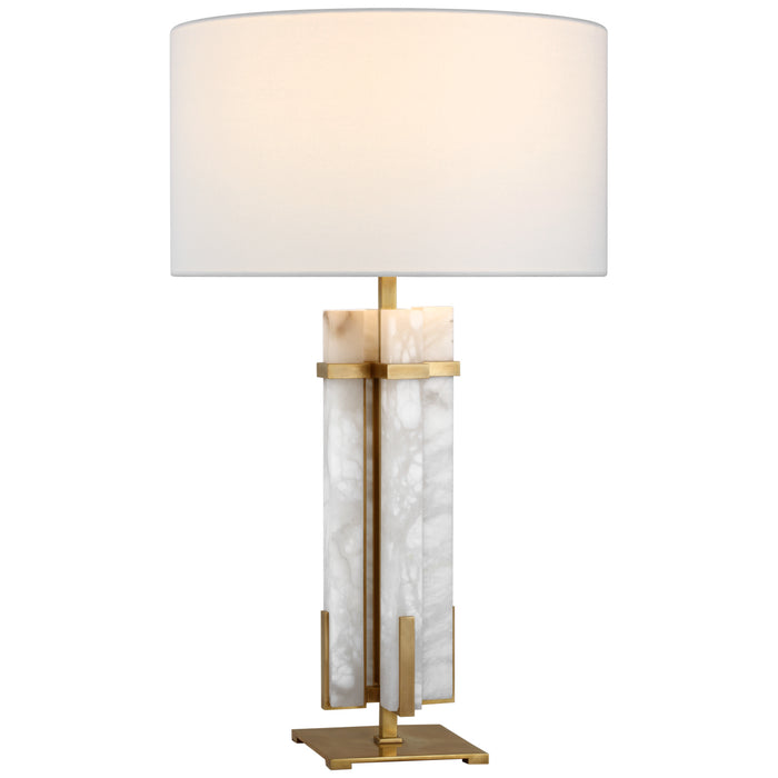 Visual Comfort Signature S 3910HAB/ALB-L LED Table Lamp, Hand-Rubbed Antique Brass and Alabaster
