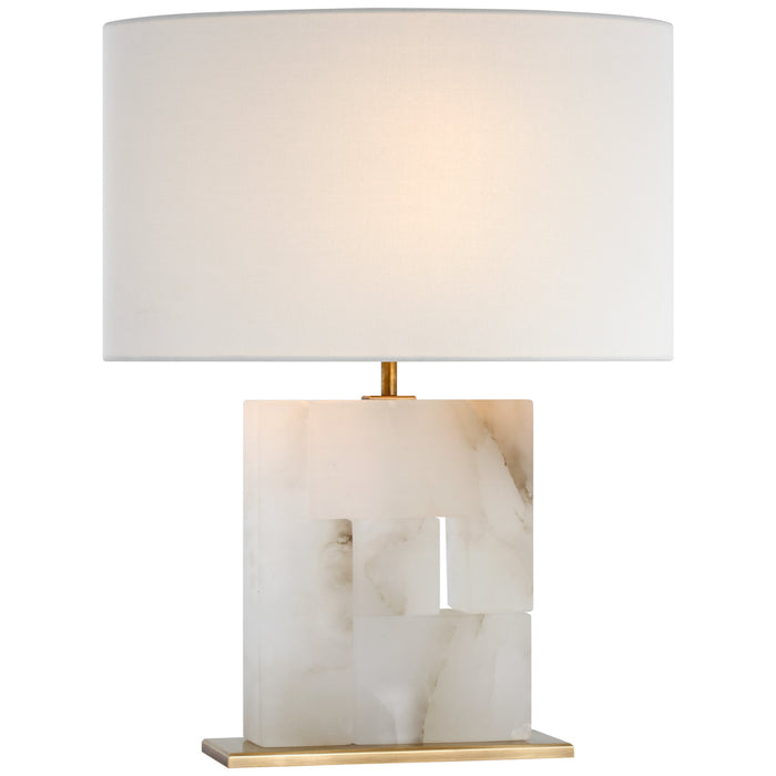 Visual Comfort Signature S 3925ALB/HAB-L LED Table Lamp, Alabaster and Hand-Rubbed Antique Brass