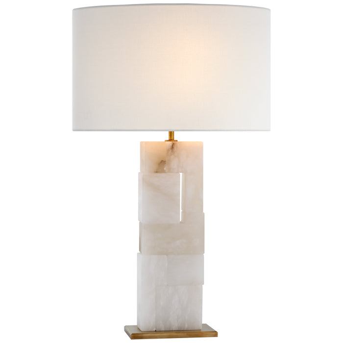 Visual Comfort Signature S 3926ALB/HAB-L LED Table Lamp, Alabaster and Hand-Rubbed Antique Brass