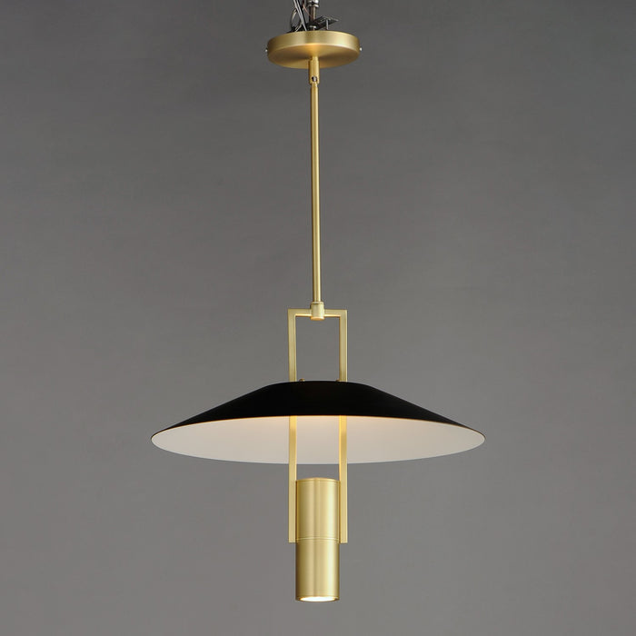Maxim 10098BKSBR LED Pendant, Black / Satin Brass