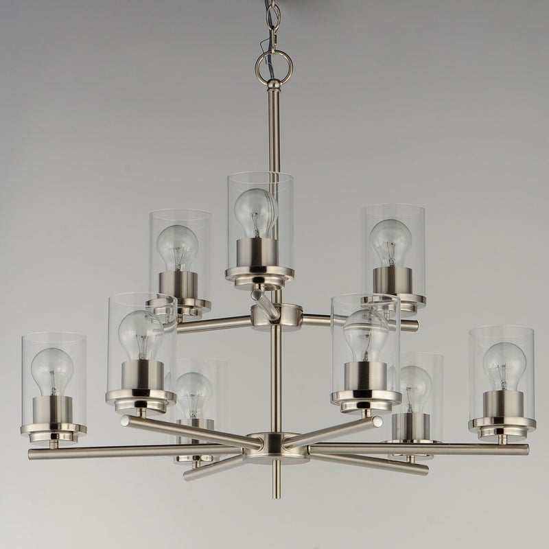 Maxim 10206CLSN Nine Light Chandelier, Satin Nickel