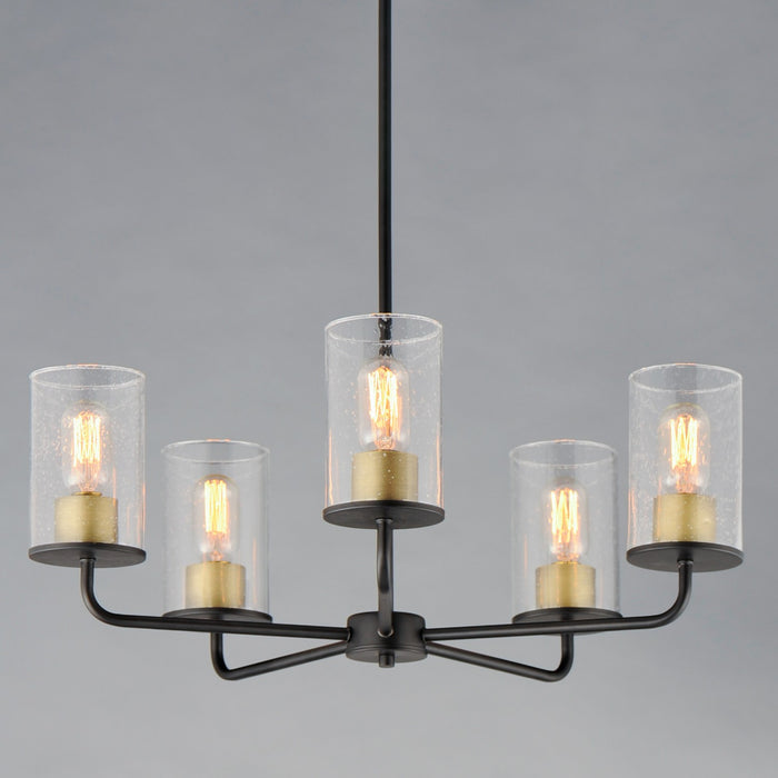Maxim 11846CDABBK Five Light Chandelier, Antique Brass / Black