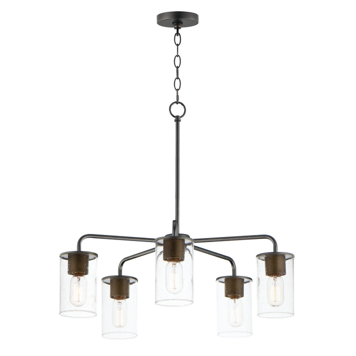 Maxim 11846CDABBK Five Light Chandelier, Antique Brass / Black