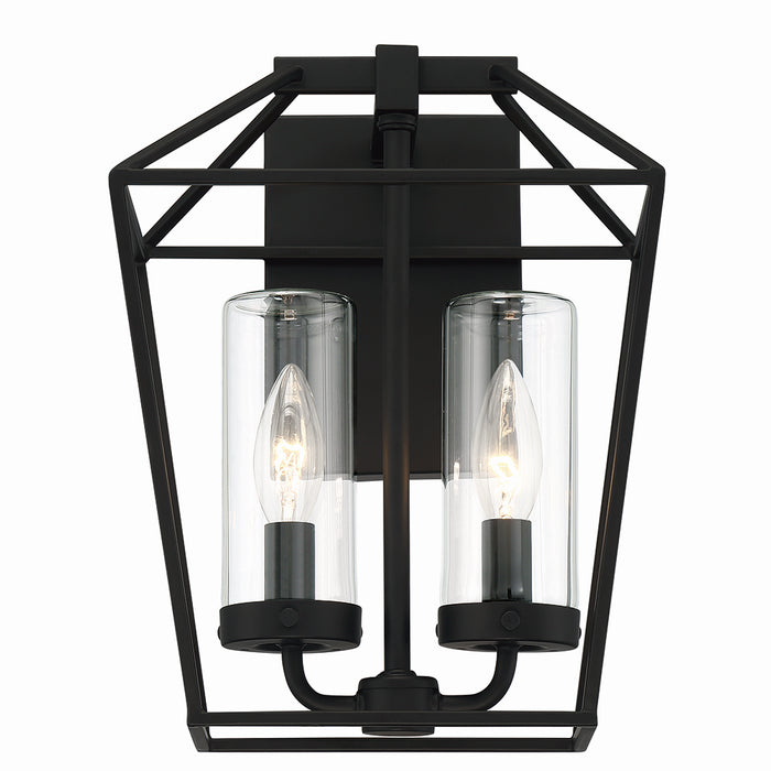 Eurofase 41957-011 Two Light Outdoor Wall Sconce, Satin Black