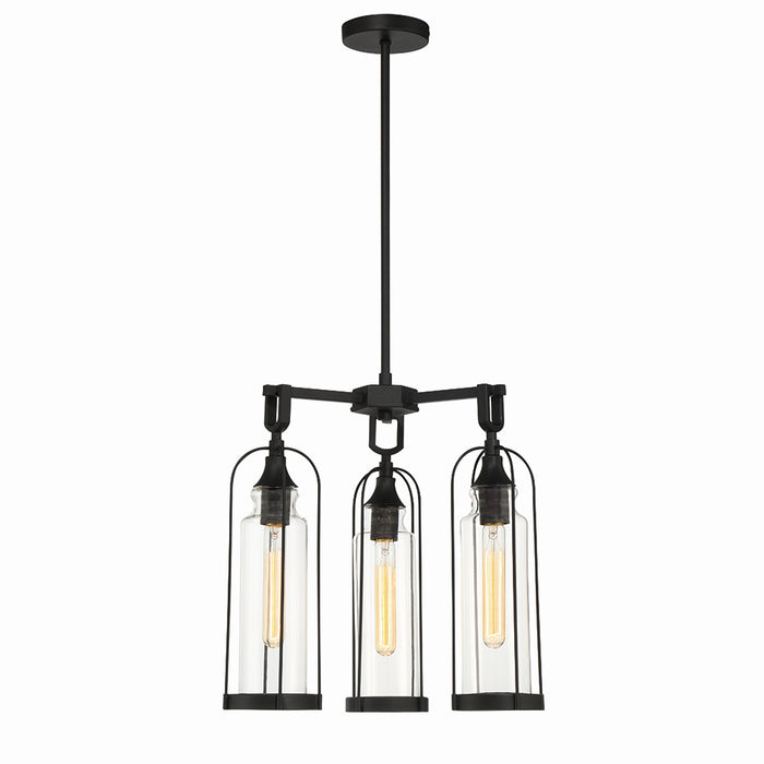 Eurofase 42728-016 Three Light Outdoor Chandelier, Satin Black