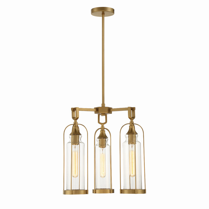 Eurofase 42728-027 Three Light Outdoor Chandelier, Aged gold