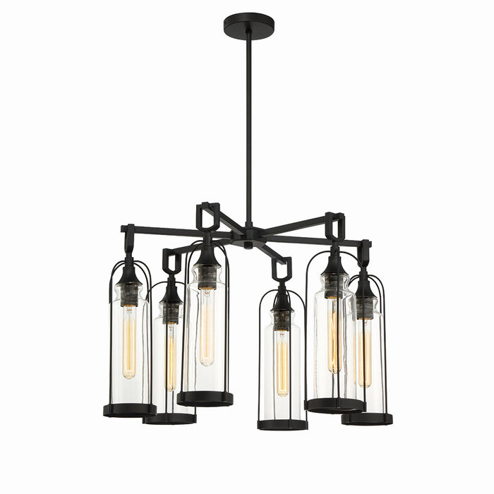 Eurofase 42729-013 Six Light Outdoor Chandelier, Satin Black