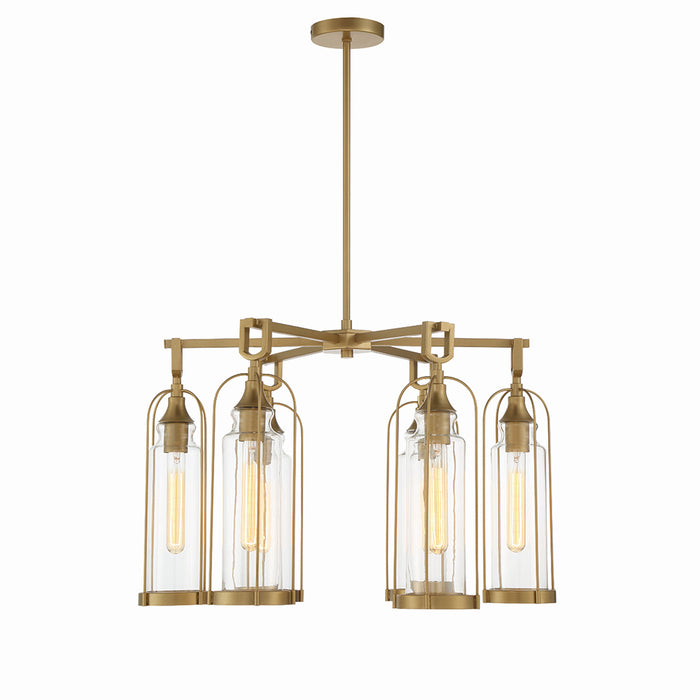 Eurofase 42729-021 Six Light Outdoor Chandelier, Aged gold