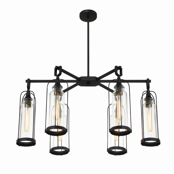Eurofase 42730-019 Six Light Outdoor Chandelier, Satin Black