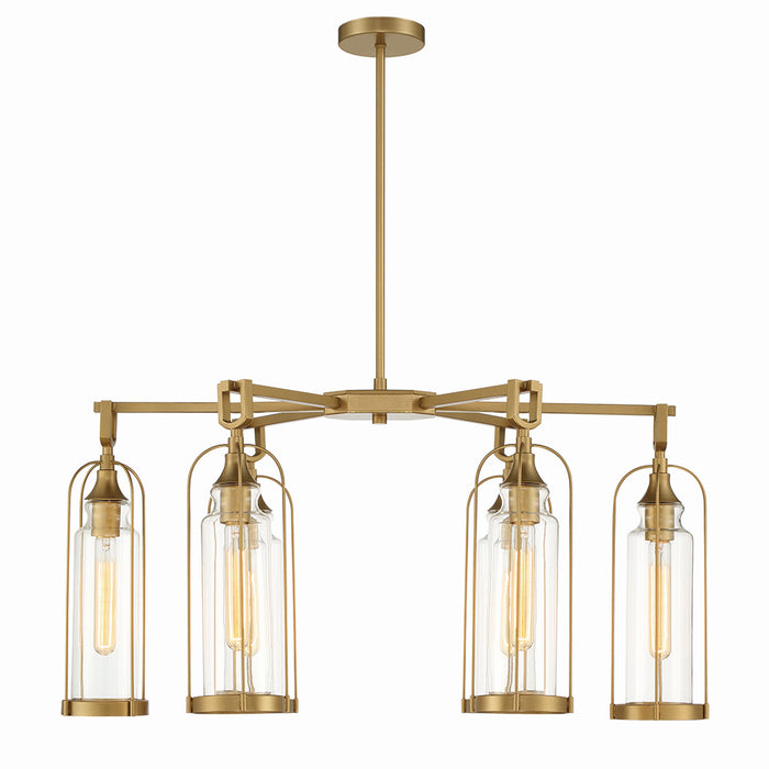 Eurofase 42730-028 Six Light Outdoor Chandelier, Aged gold