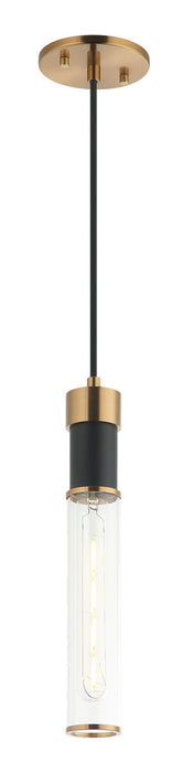 Matteo Lighting C61201MBAG One Light Pendant, Matte Black / Aged Gold Brass