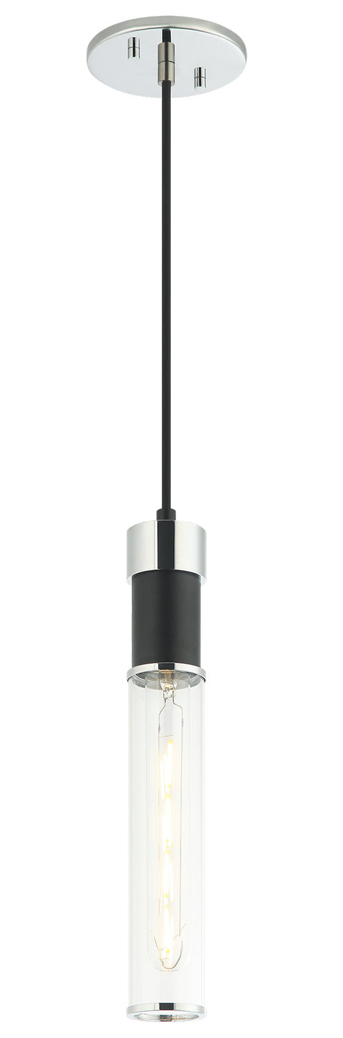 Matteo Lighting C61201MBCH One Light Pendant, Matte Black / Chrome