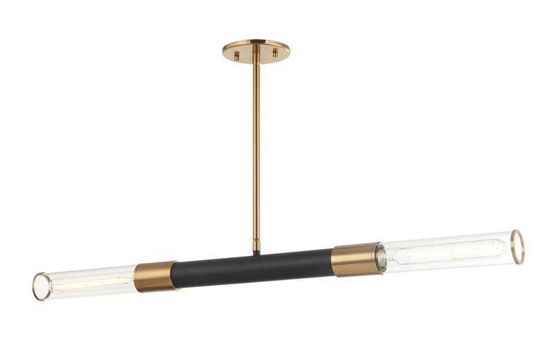Matteo Lighting C61202MBAG Two Light Pendant, Matte Black / Aged Gold Brass