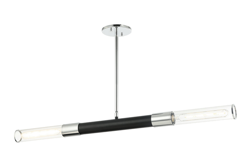 Matteo Lighting C61202MBCH Two Light Pendant, Matte Black / Chrome