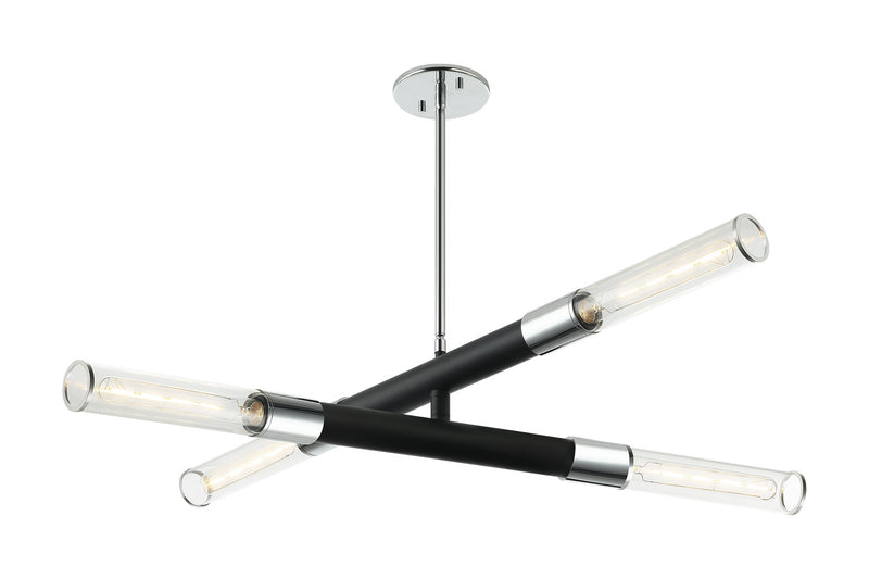 Matteo Lighting C61204MBCH Four Light Pendant, Matte Black / Chrome