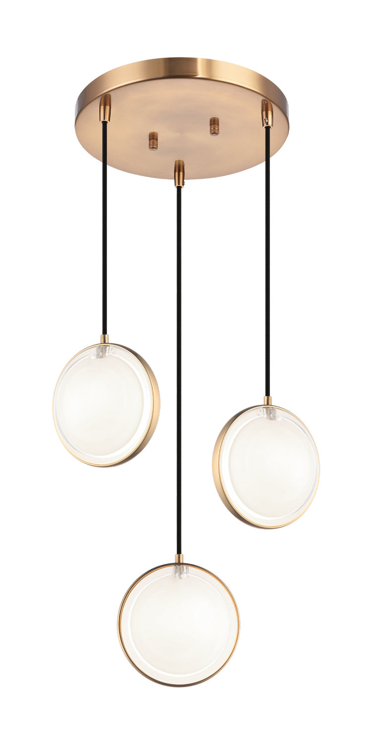 Matteo Lighting C71503AG Three Light Pendant, Aged Gold Grass