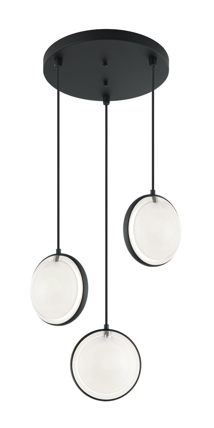 Matteo Lighting C71503MB Three Light Pendant, Matte Black