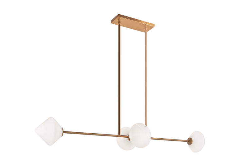 Matteo Lighting C81744AGOP Four Light Pendant, Aged Gold Brass