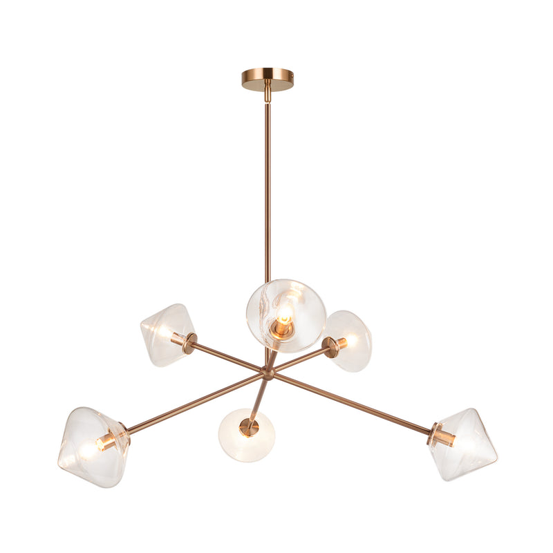 Matteo Lighting C81746AGCL Six Light Chandelier, Aged Gold Brass