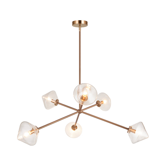 Matteo Lighting C81746AGCL Six Light Chandelier, Aged Gold Brass