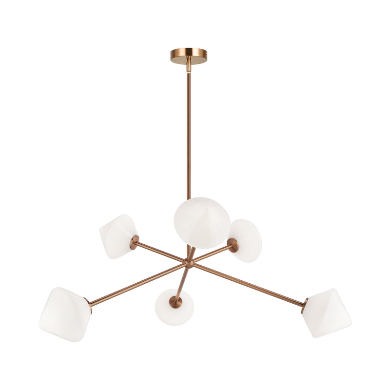 Matteo Lighting C81746AGOP Six Light Chandelier, Aged Gold Brass