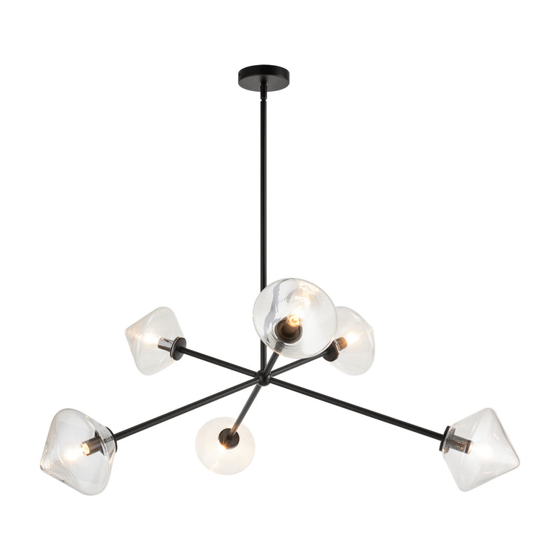 Matteo Lighting C81746BKCL Six Light Chandelier, Black
