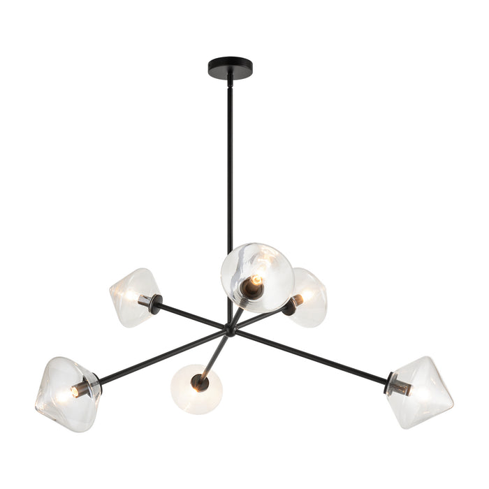 Matteo Lighting C81746BKCL Six Light Chandelier, Black