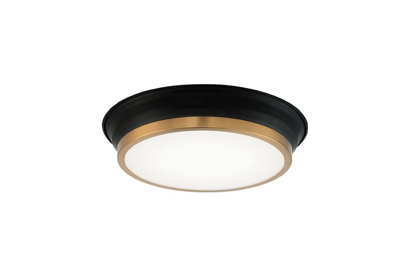 Matteo Lighting M11201BKAG LED Ceiling Mount, Black / Aged Gold Brass