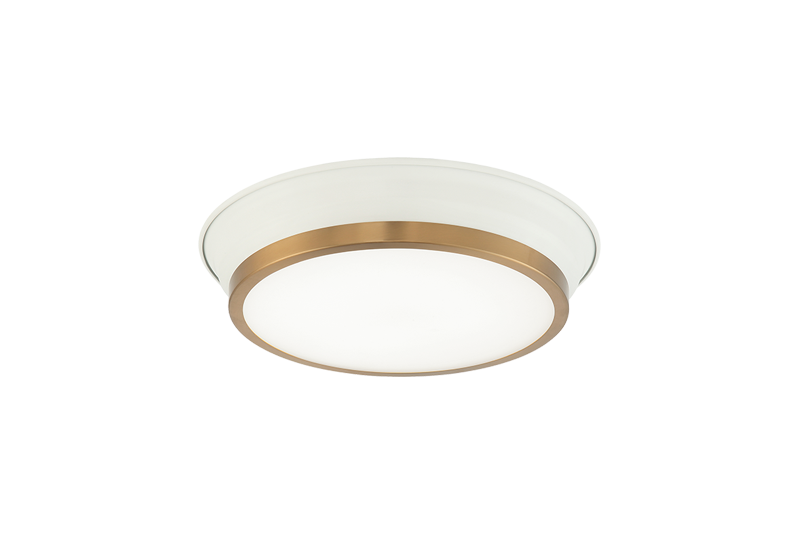 Matteo Lighting M11201WHAG LED Ceiling Mount, White / Aged Gold Brass