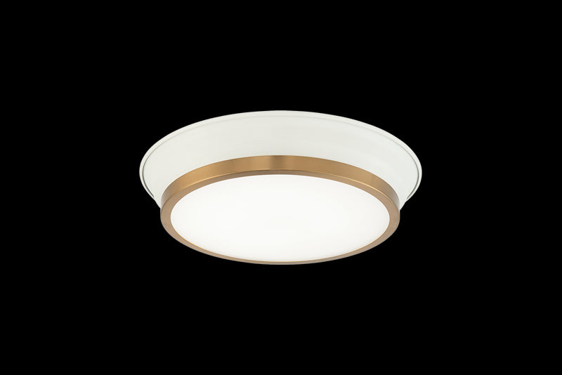 Matteo Lighting M11201WHAG LED Ceiling Mount, White / Aged Gold Brass