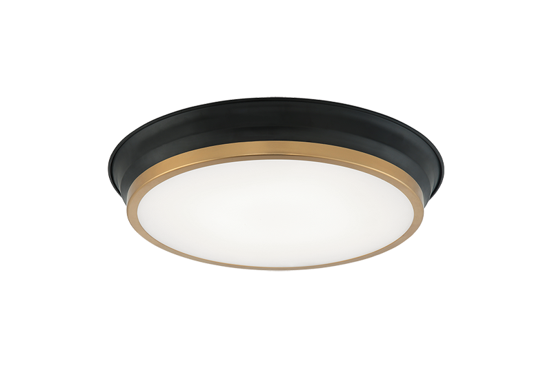 Matteo Lighting M11202BKAG LED Ceiling Mount, Black / Aged Gold Brass