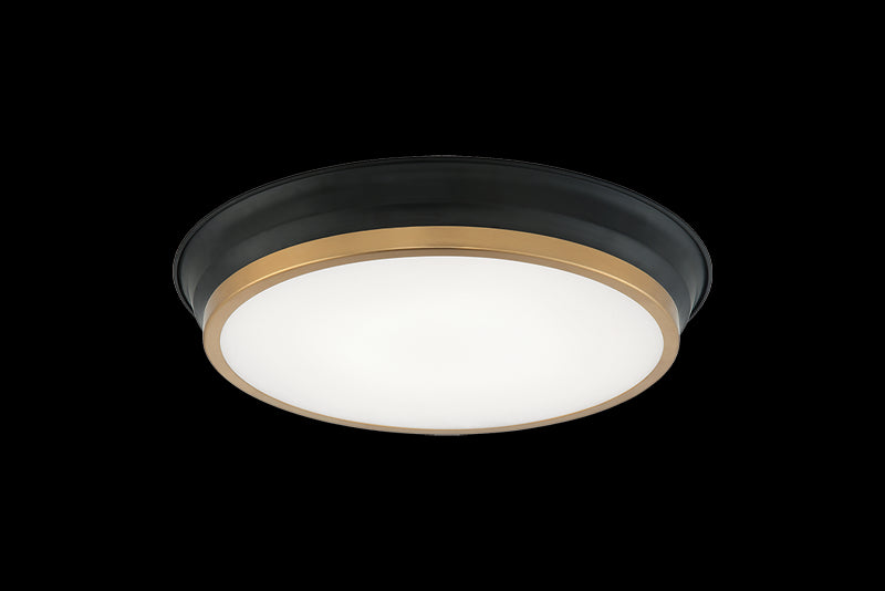 Matteo Lighting M11202BKAG LED Ceiling Mount, Black / Aged Gold Brass