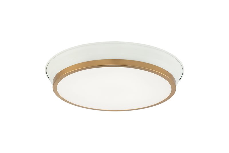 Matteo Lighting M11202WHAG LED Ceiling Mount, White / Aged Gold Brass