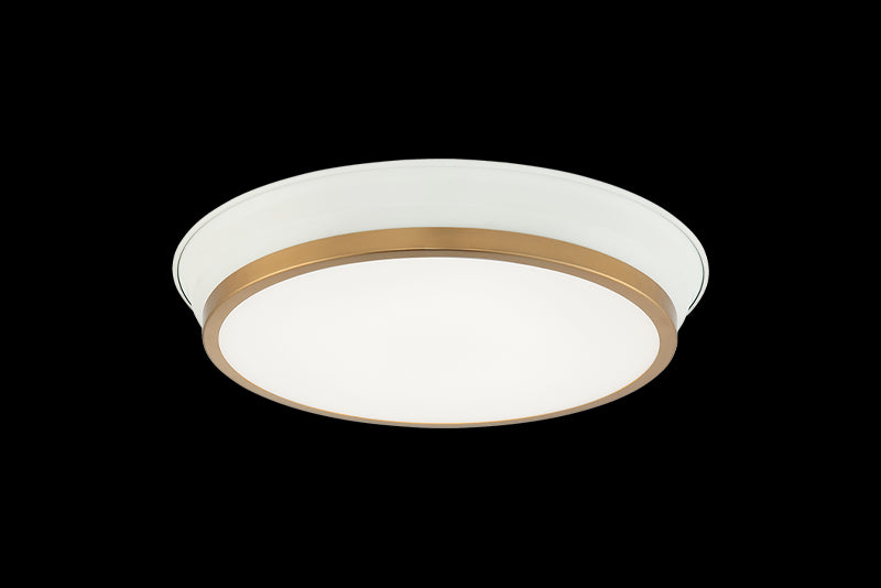 Matteo Lighting M11202WHAG LED Ceiling Mount, White / Aged Gold Brass
