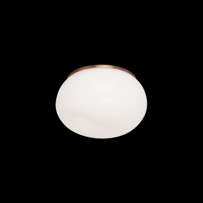 Matteo Lighting M14001AGOP One Light Flush Mount, Aged Gold Brass
