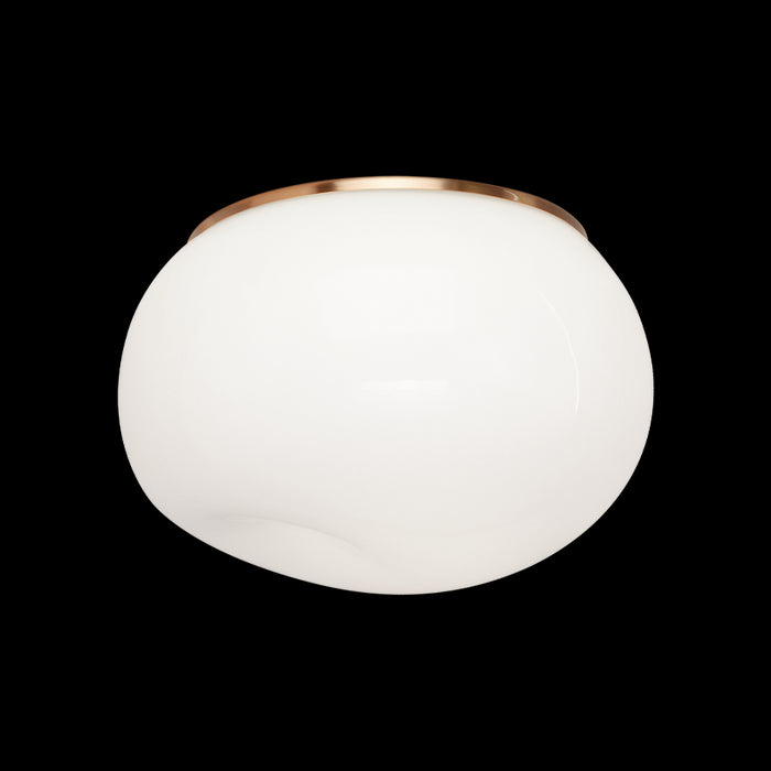 Matteo Lighting M14021AGOP One Light Flush Mount, Aged Gold Brass