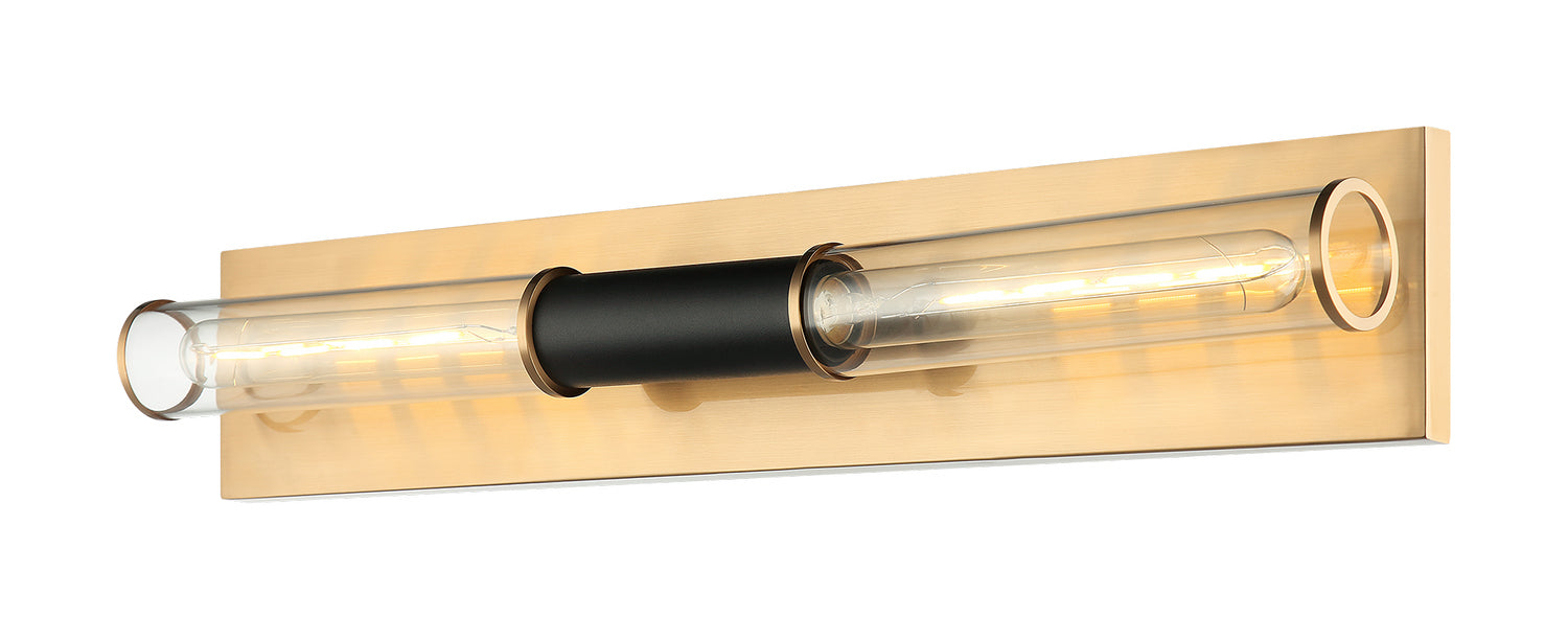 Matteo Lighting W61202MBAG Two Light Wall Sconce, Matte Black / Aged Gold Brass