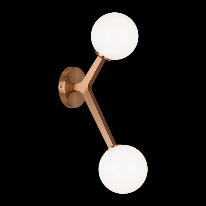 Matteo Lighting W81502AGOP Two Light Wall Sconce, Aged Gold Brass