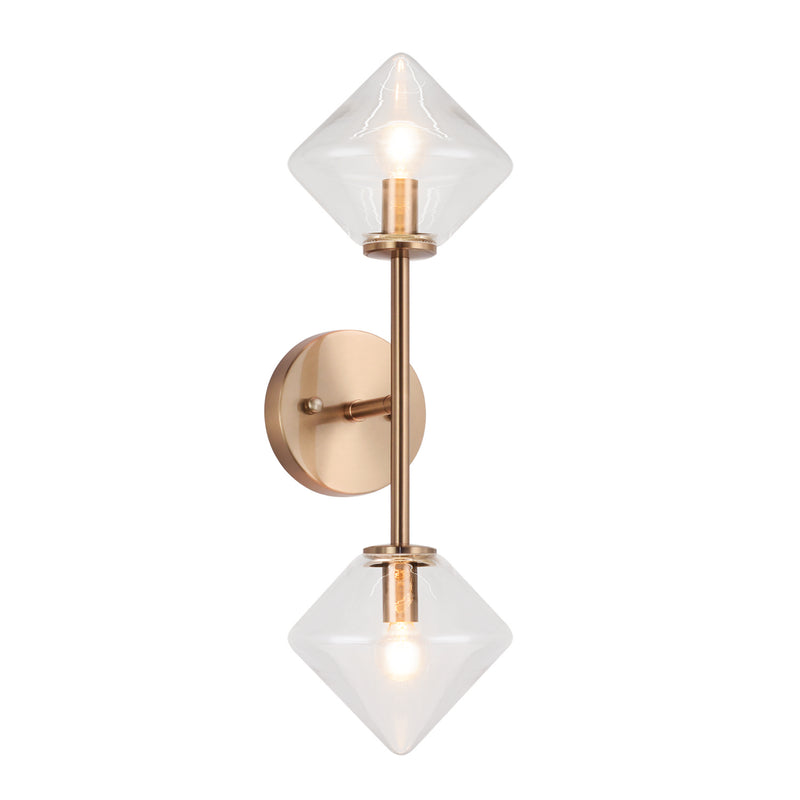 Matteo Lighting W81742AGCL Two Light Wall Sconce, Aged Gold Brass