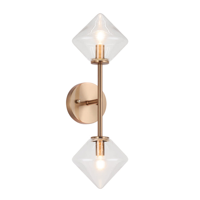 Matteo Lighting W81742AGCL Two Light Wall Sconce, Aged Gold Brass